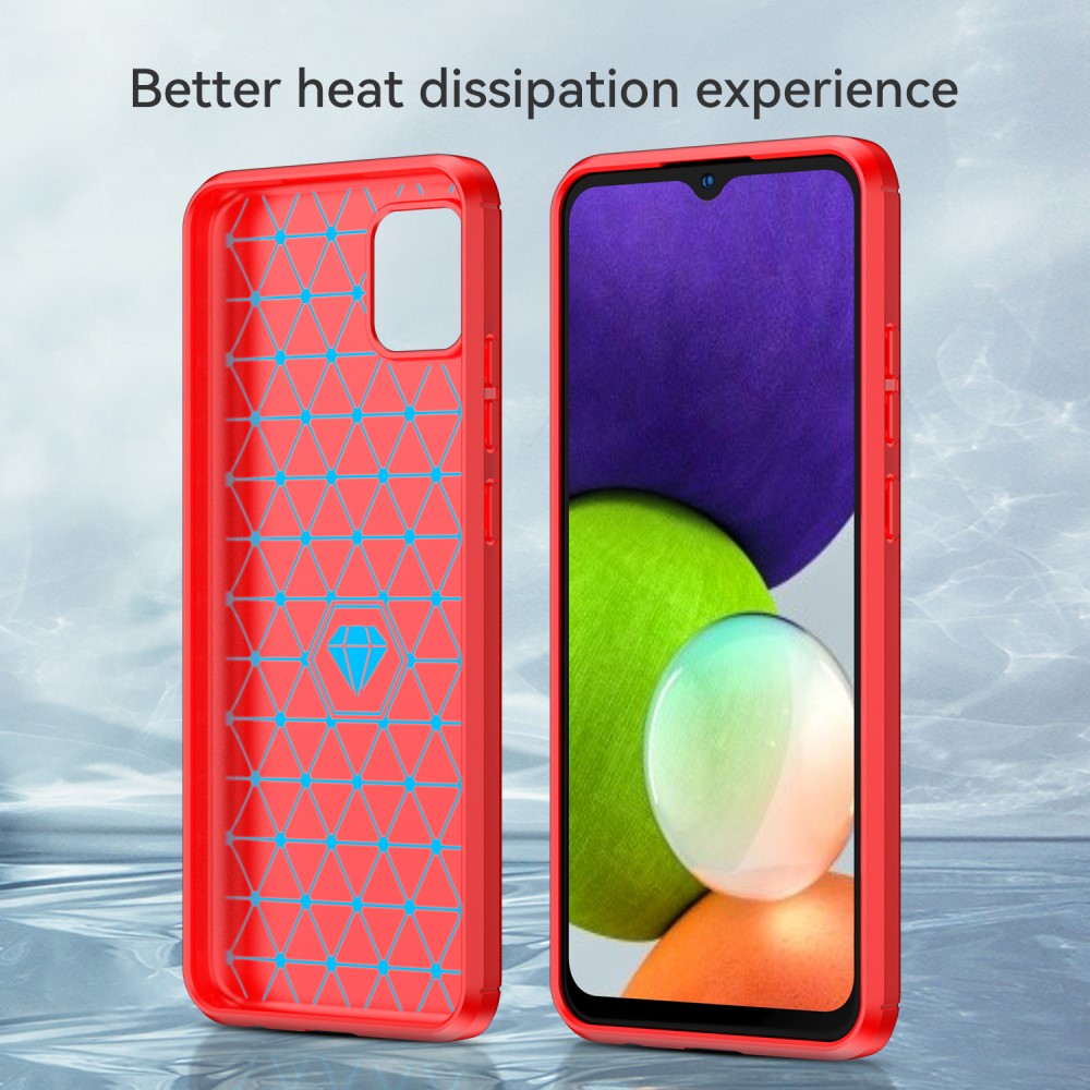  Samsung Galaxy A03 Skal Borstad Stål Textur Röd