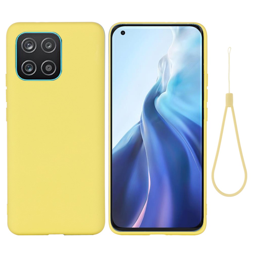  Samsung Galaxy A03 Skal Liquid Silikon Med Strap Gul