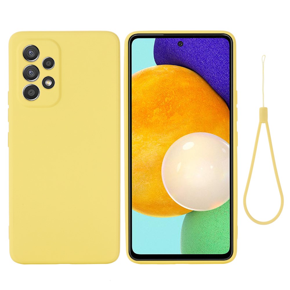  Samsung Galaxy A53 5G Skal Liquid Silikon Med Strap Gul