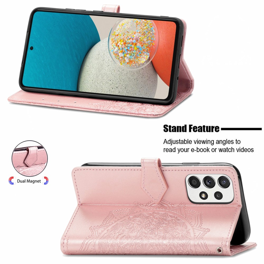  Samsung Galaxy A53 5G Fodral Mandala Läder Roséguld