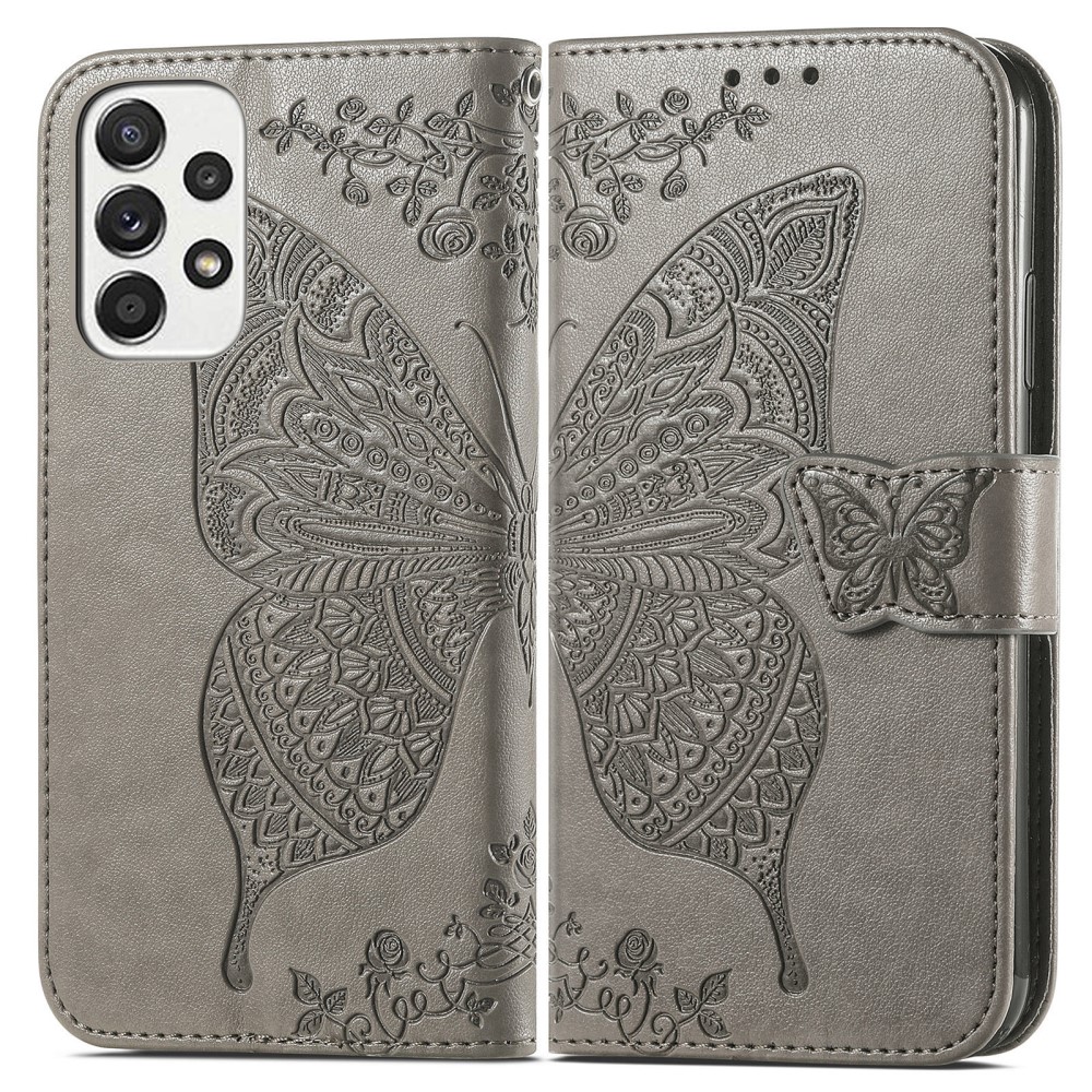  Samsung Galaxy A53 5G Fodral Butterfly Grå