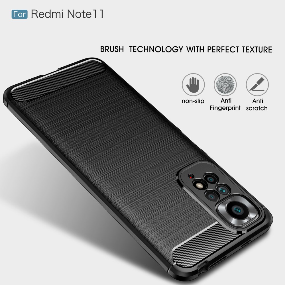  Xiaomi Redmi Note 11 4G Skal Borstad Stål Textur Svart