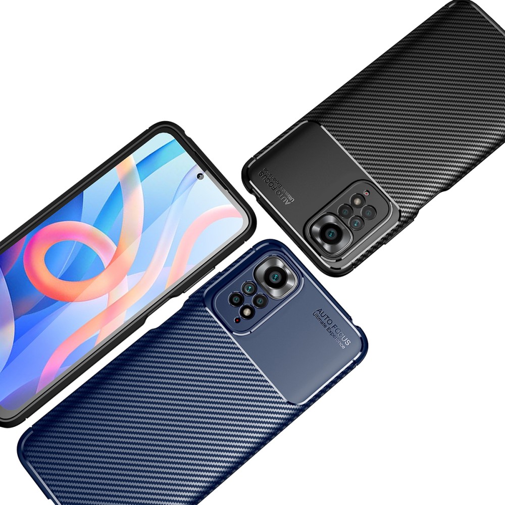  Xiaomi Redmi Note 11 4G Skal Kolfiber Textur Blå