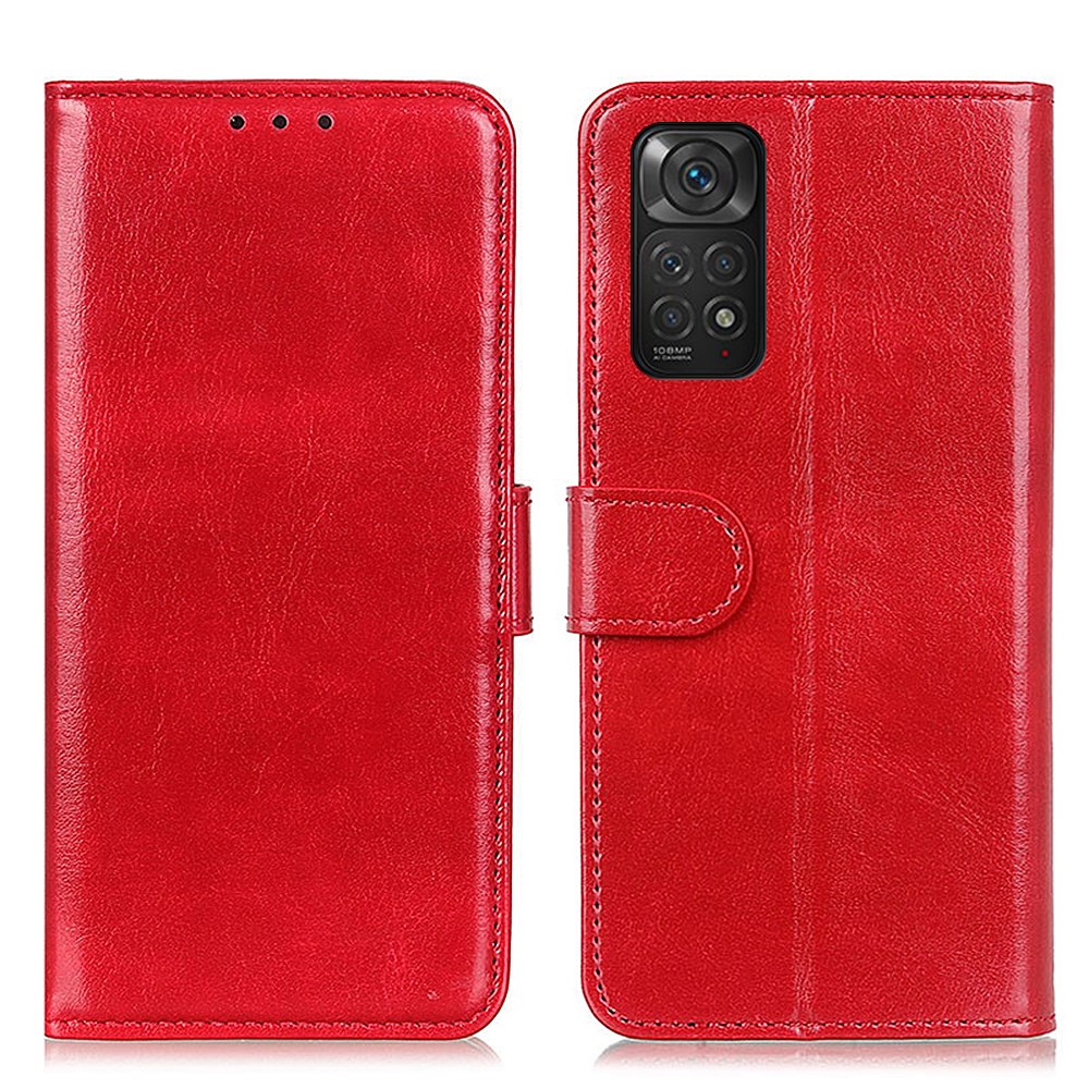  Xiaomi Redmi Note 11 4G Fodral Crazy Horse Läder Röd