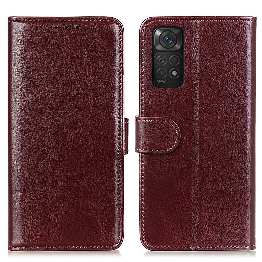  Xiaomi Redmi Note 11 4G Fodral Crazy Horse Läder Brun