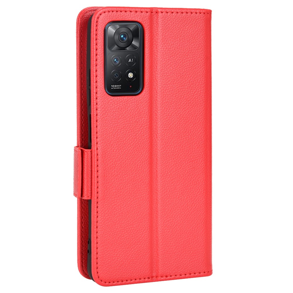 Xiaomi Redmi Note 11 Pro 5G Fodral Litchi Textur Röd