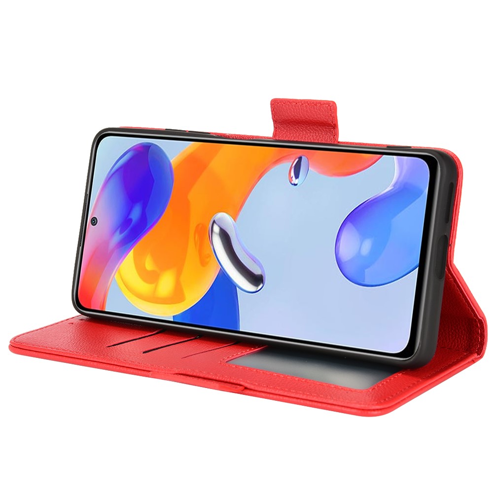  Xiaomi Redmi Note 11 Pro 5G Fodral Litchi Textur Röd