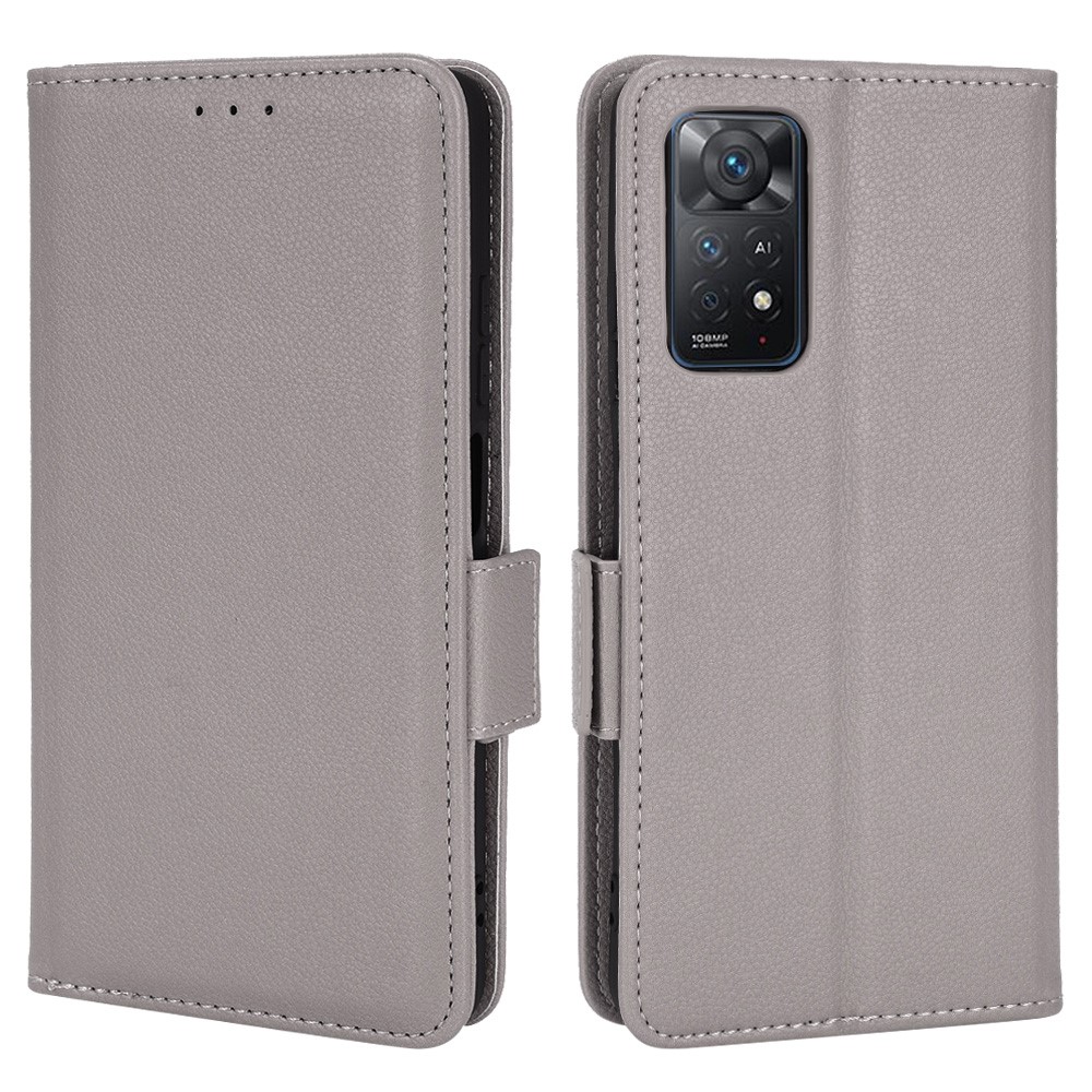  Xiaomi Redmi Note 11 Pro 5G Fodral Litchi Textur Grå