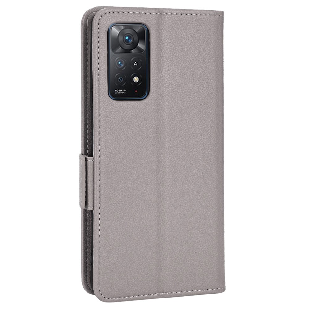  Xiaomi Redmi Note 11 Pro 5G Fodral Litchi Textur Grå