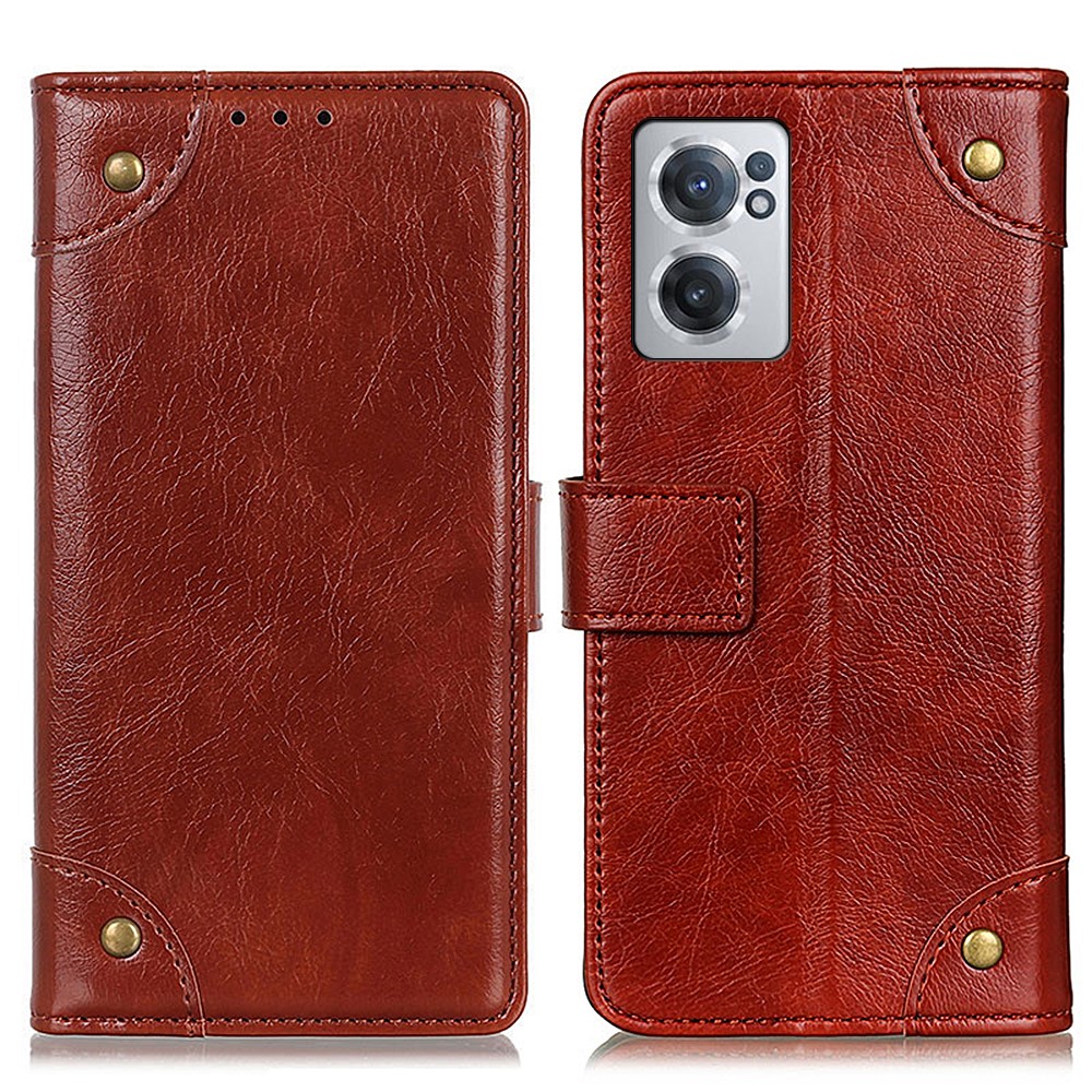  OnePlus Nord CE 2 5G Fodral Nit Dekor Läder Brun