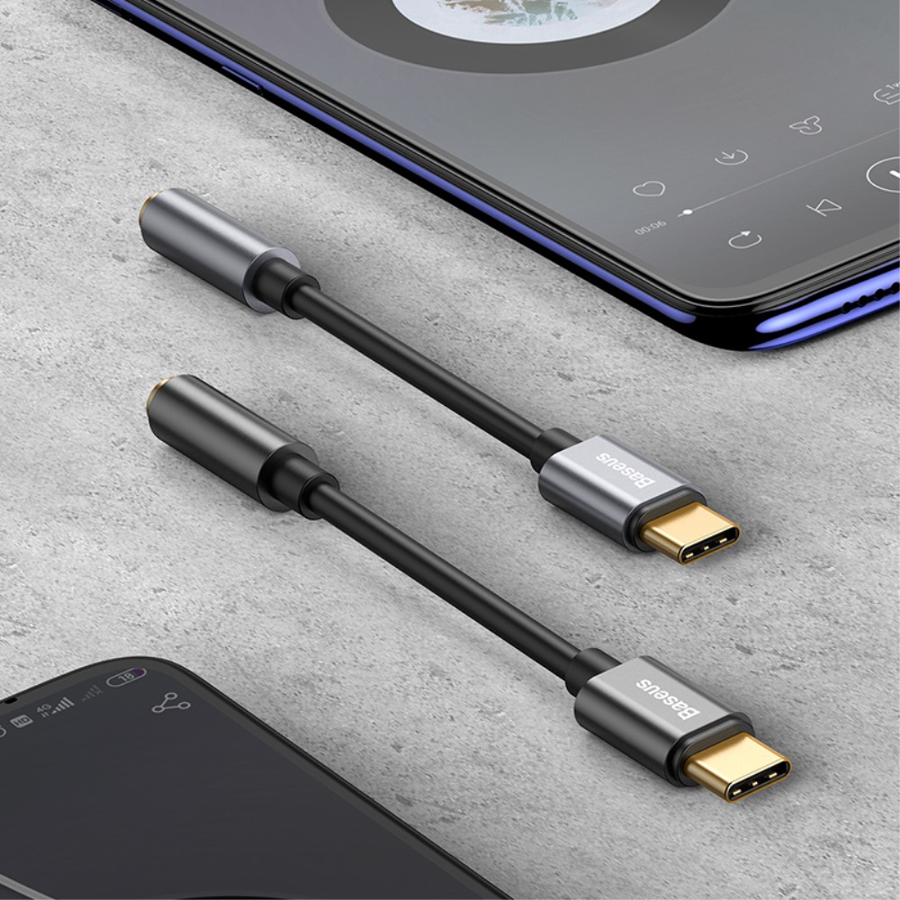 BASEUS BASEUS USB-C till 3.5mm AUX Adapter, DAC Svart