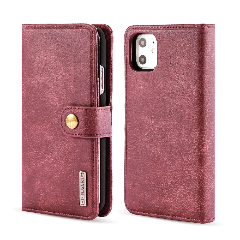 DG.MING iPhone 11 - DG.MING Plånboksfodral/Magnet Skal - Vinröd