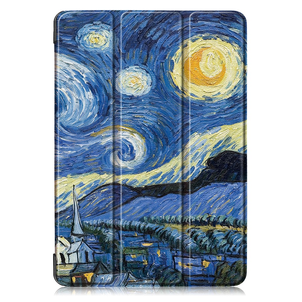  iPad 10.2 2019/2020/2021 Fodral Tri-Fold Brush Painting