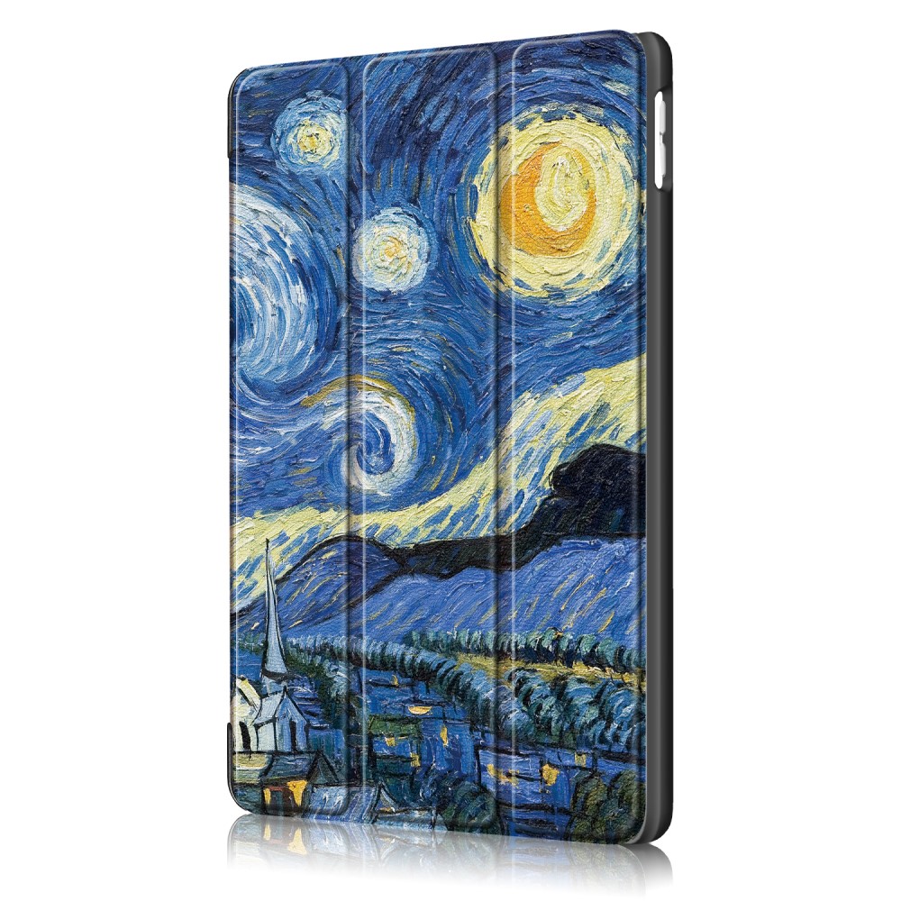  iPad 10.2 2019/2020/2021 Fodral Tri-Fold Brush Painting