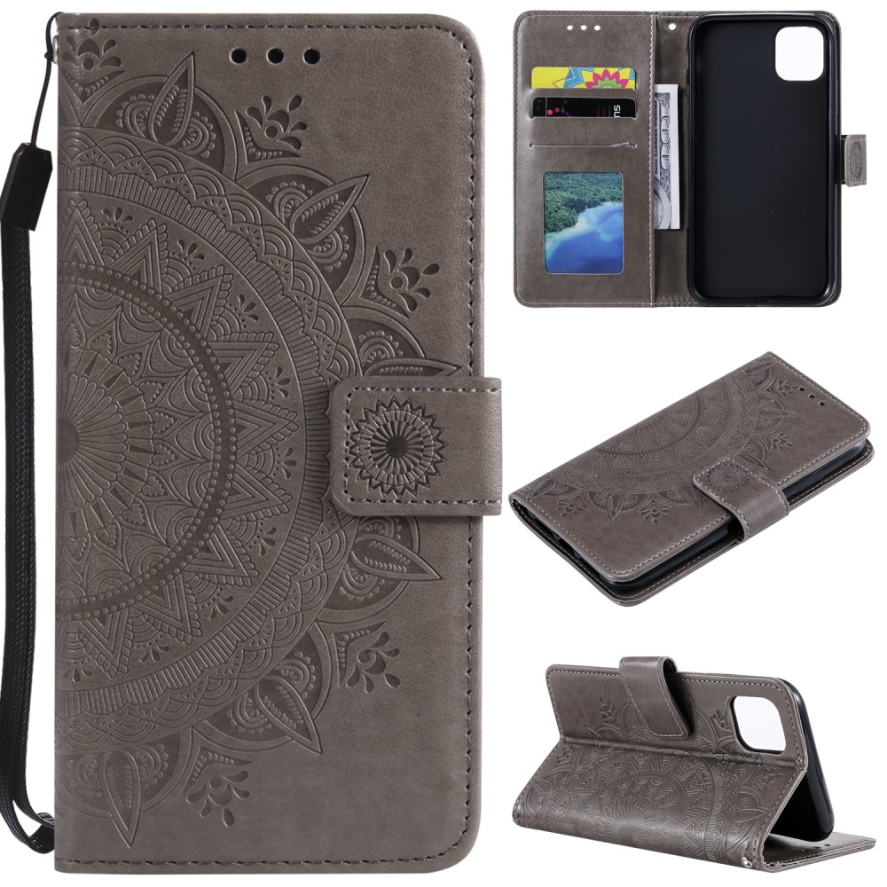  iPhone 11 - Plånboksfodral Mandala - Grå