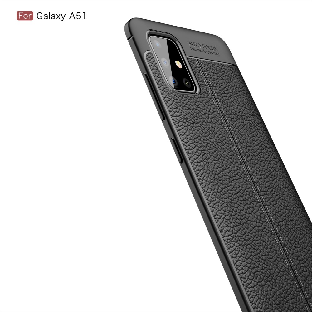  Samsung Galaxy A51 - Litchi Textur Skal - Svart