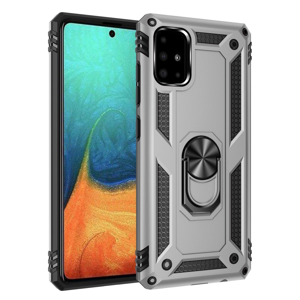  Samsung Galaxy A71 - Hybrid Ring Skal - Silver