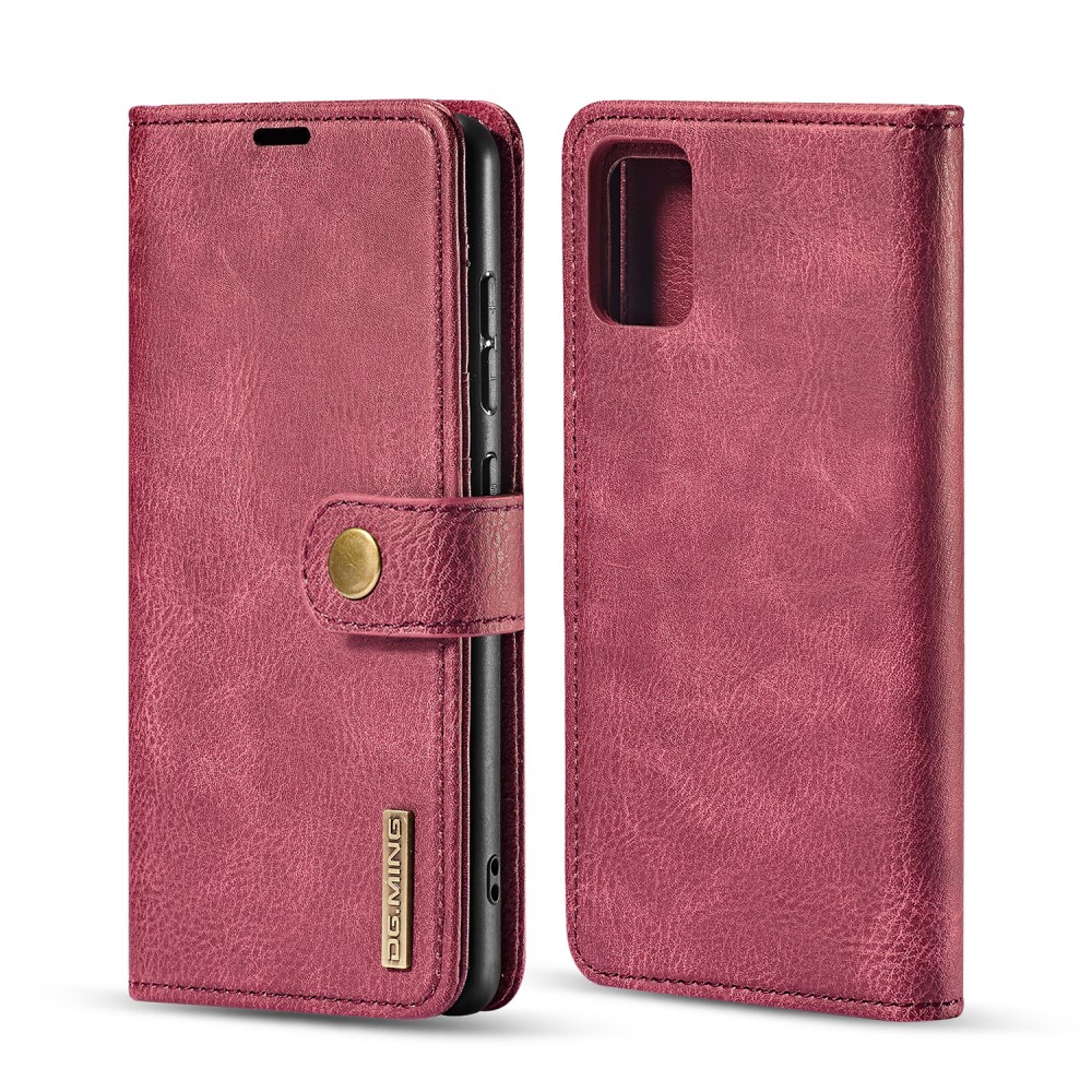 DG.MING Samsung Galaxy A51 - DG.MING Plånboksfodral/Magnet Skal - Vinröd
