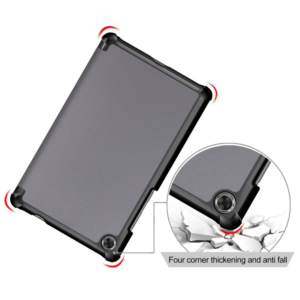  Lenovo Tab M8 2nd Gen (HD) Litchi Tri-Fold Fodral Grå