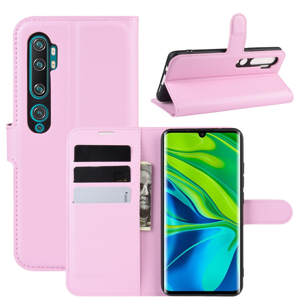  Xiaomi Mi Note 10/10 Pro - Litchi Plånboksfodral - Ljus Rosa