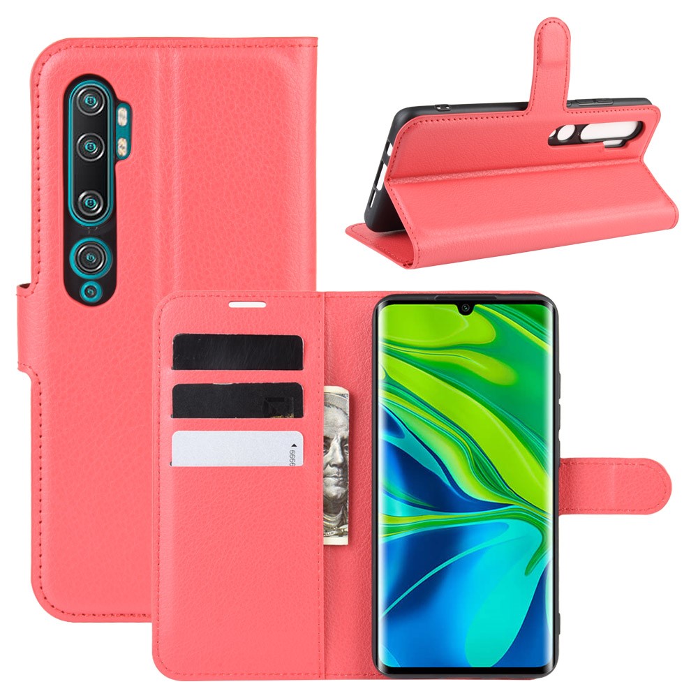  Xiaomi Mi Note 10/10 Pro - Litchi Plånboksfodral - Röd
