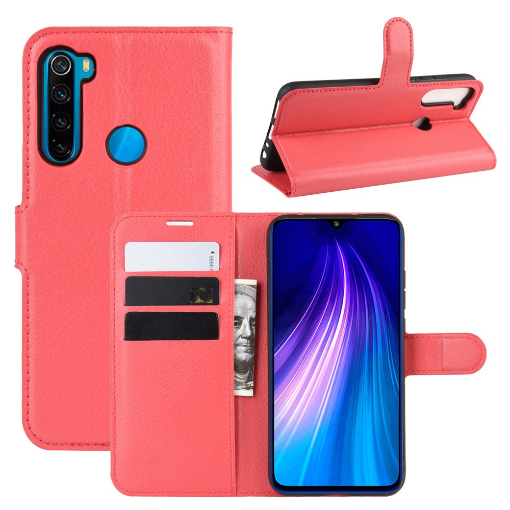  Xiaomi Redmi Note 8T - Litchi Plånboksfodral - Röd