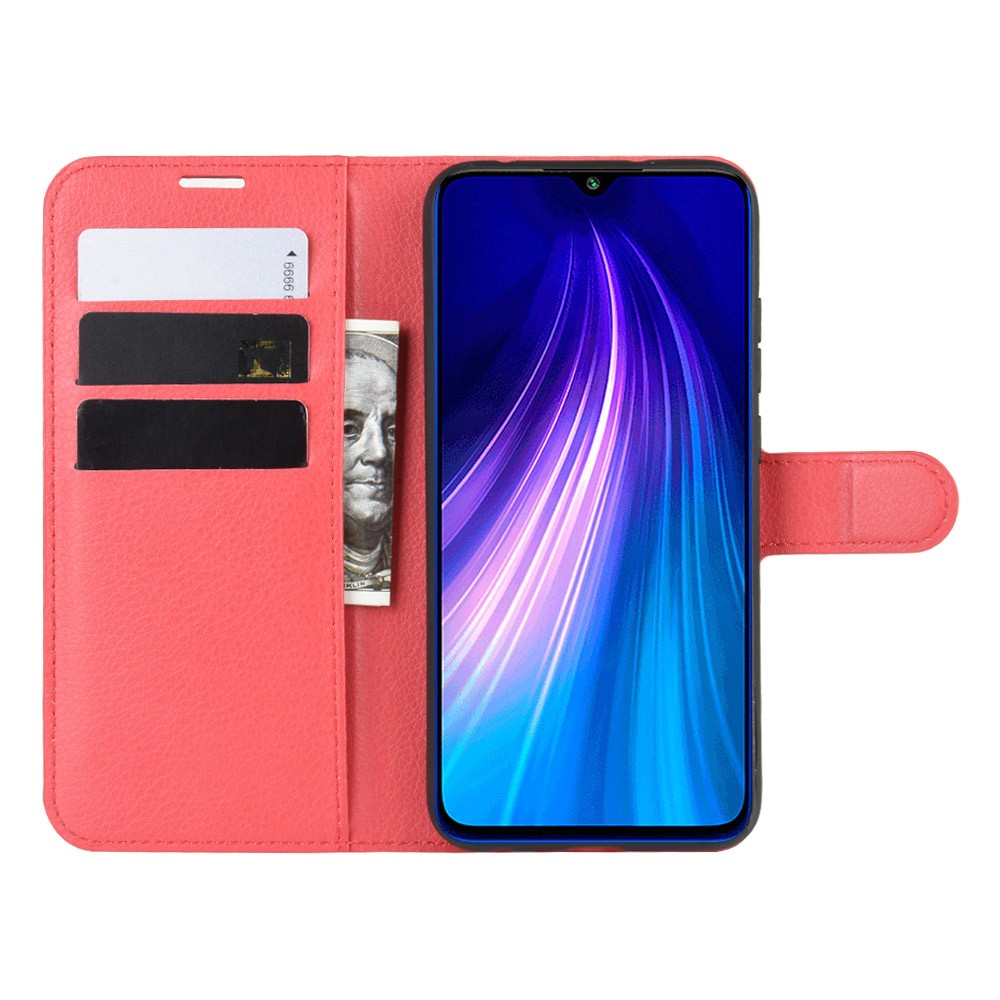  Xiaomi Redmi Note 8T - Litchi Plånboksfodral - Röd