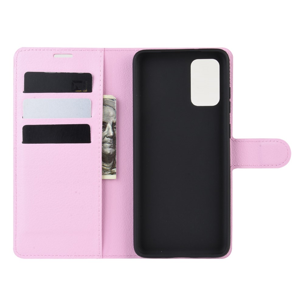  Samsung Galaxy S20 - Litchi Plånboksfodral - Ljus Rosa