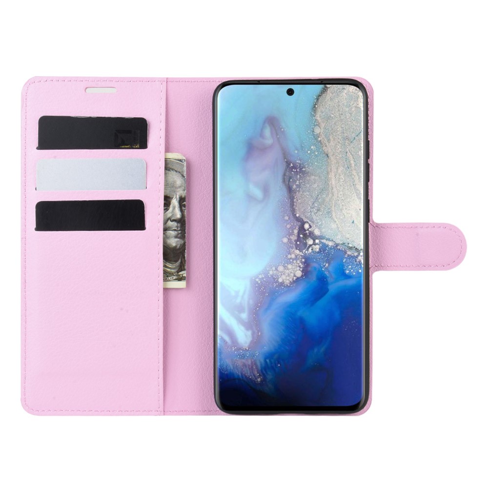  Samsung Galaxy S20 - Litchi Plånboksfodral - Ljus Rosa
