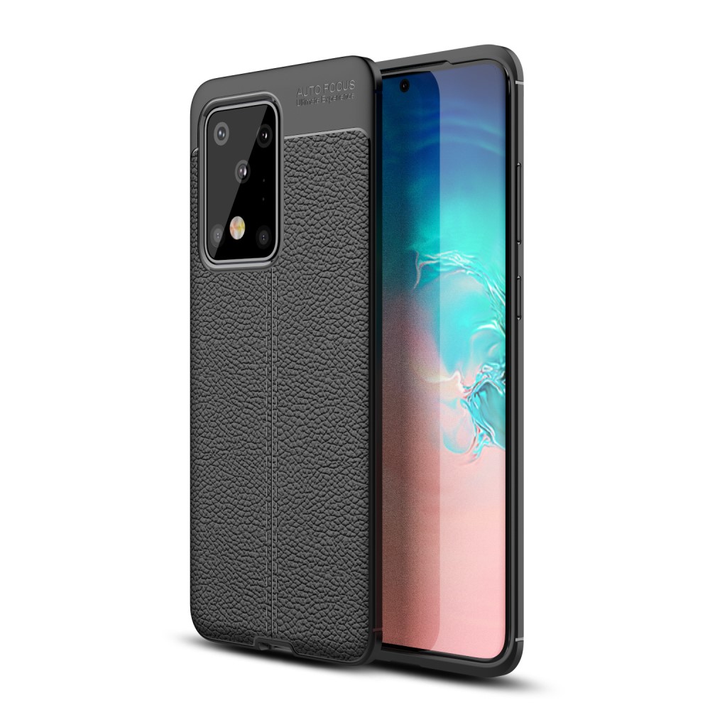  Samsung Galaxy S20 Ultra - Litchi Skal - Svart