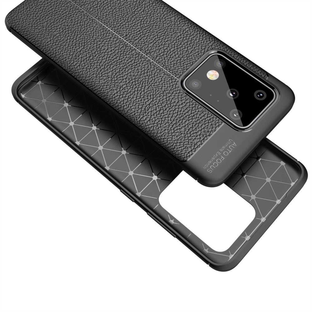  Samsung Galaxy S20 Ultra - Litchi Skal - Svart