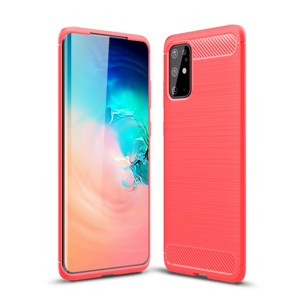  Samsung Galaxy S20 Plus - Borstat stål textur - Röd