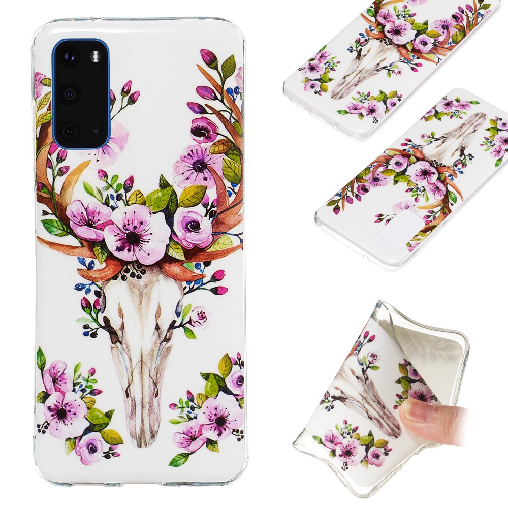  Samsung Galaxy S20 - Glow-in-dark Skal - Blommig Älg