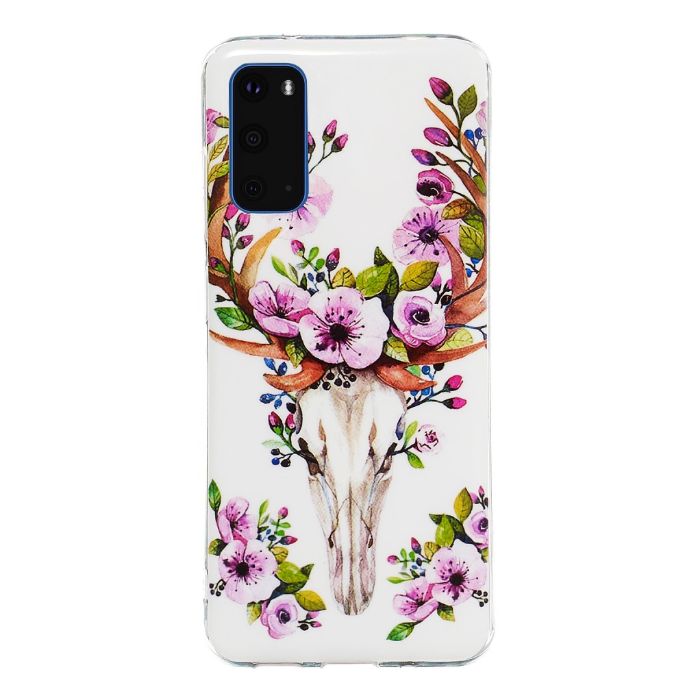  Samsung Galaxy S20 - Glow-in-dark Skal - Blommig Älg