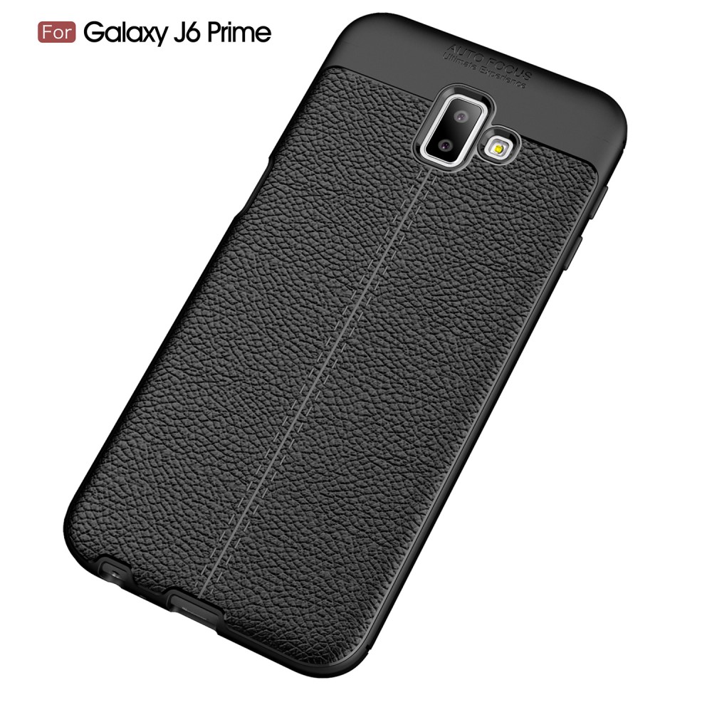  Samsung Galaxy J6 Plus - Litchi läderskal - Svart