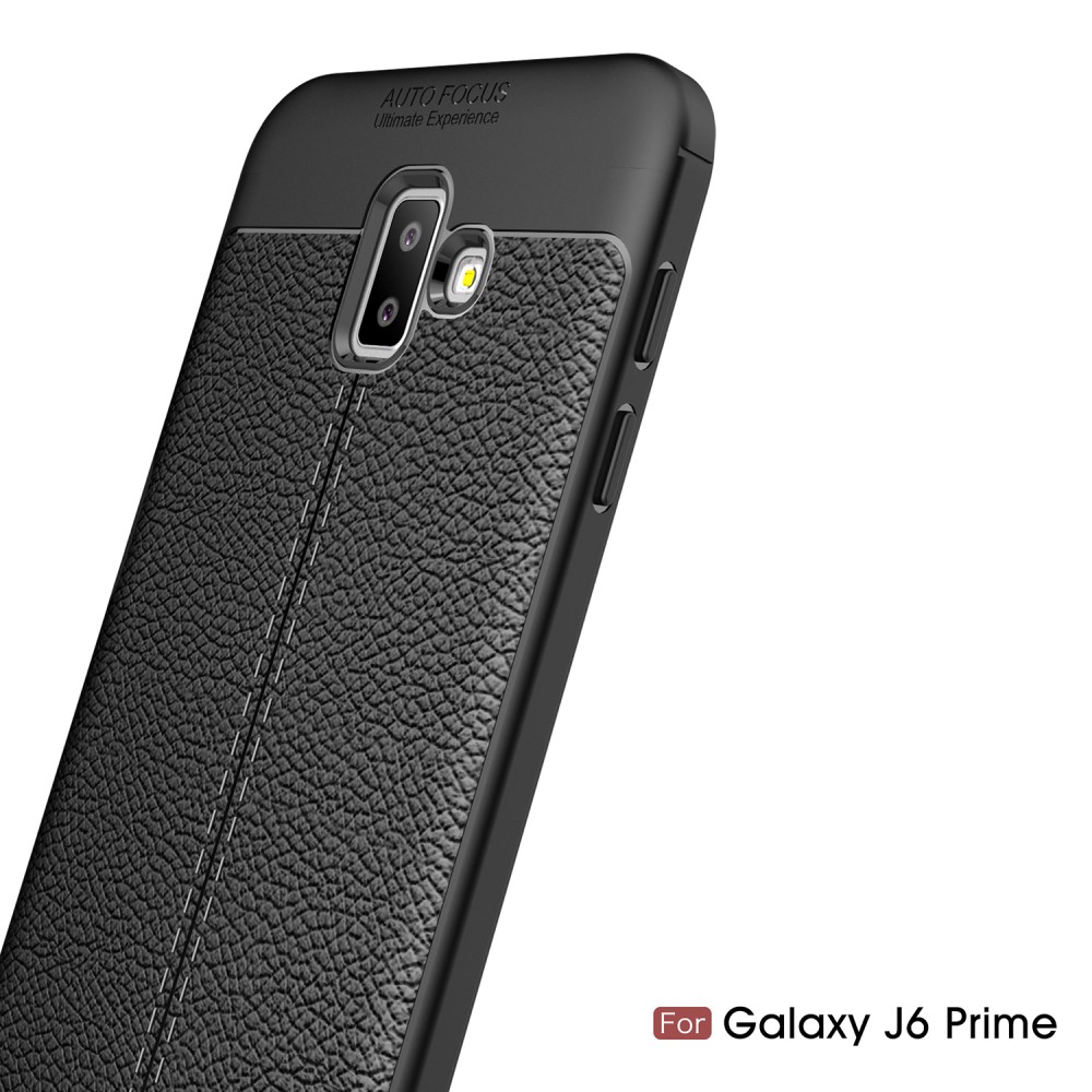  Samsung Galaxy J6 Plus - Litchi läderskal - Svart
