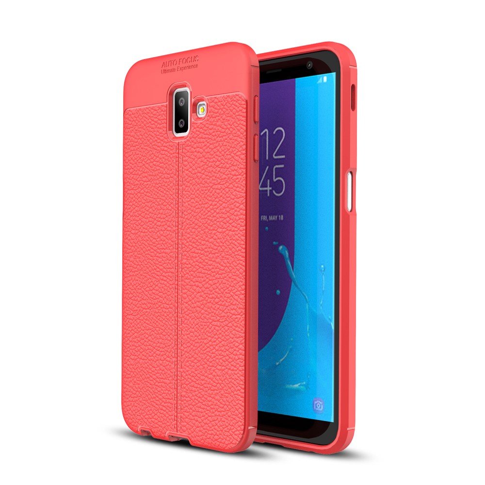  Samsung Galaxy J6 Plus - Litchi läderskal - Röd