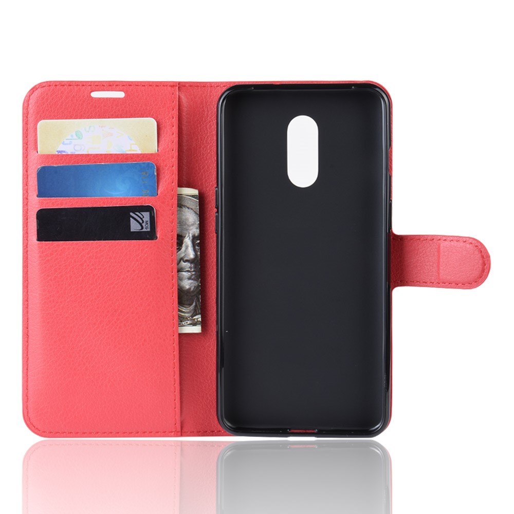  OnePlus 7 - Litchi Plånboksfodral - Röd