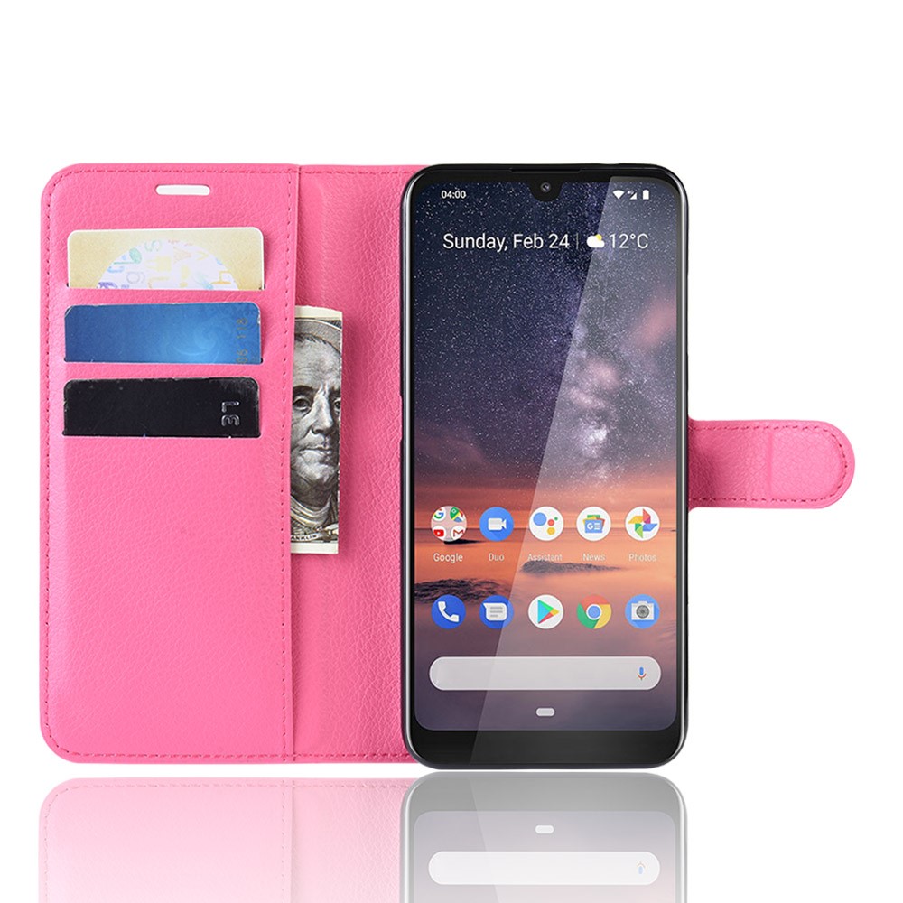  Nokia 3.2 - Litchi Plånboksfodral - Rosa