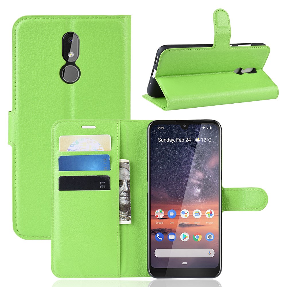  Nokia 3.2 - Litchi Plånboksfodral - Grön