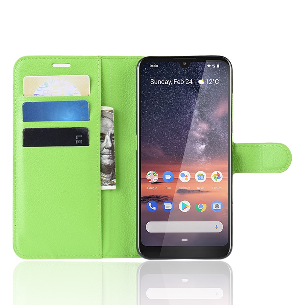  Nokia 3.2 - Litchi Plånboksfodral - Grön