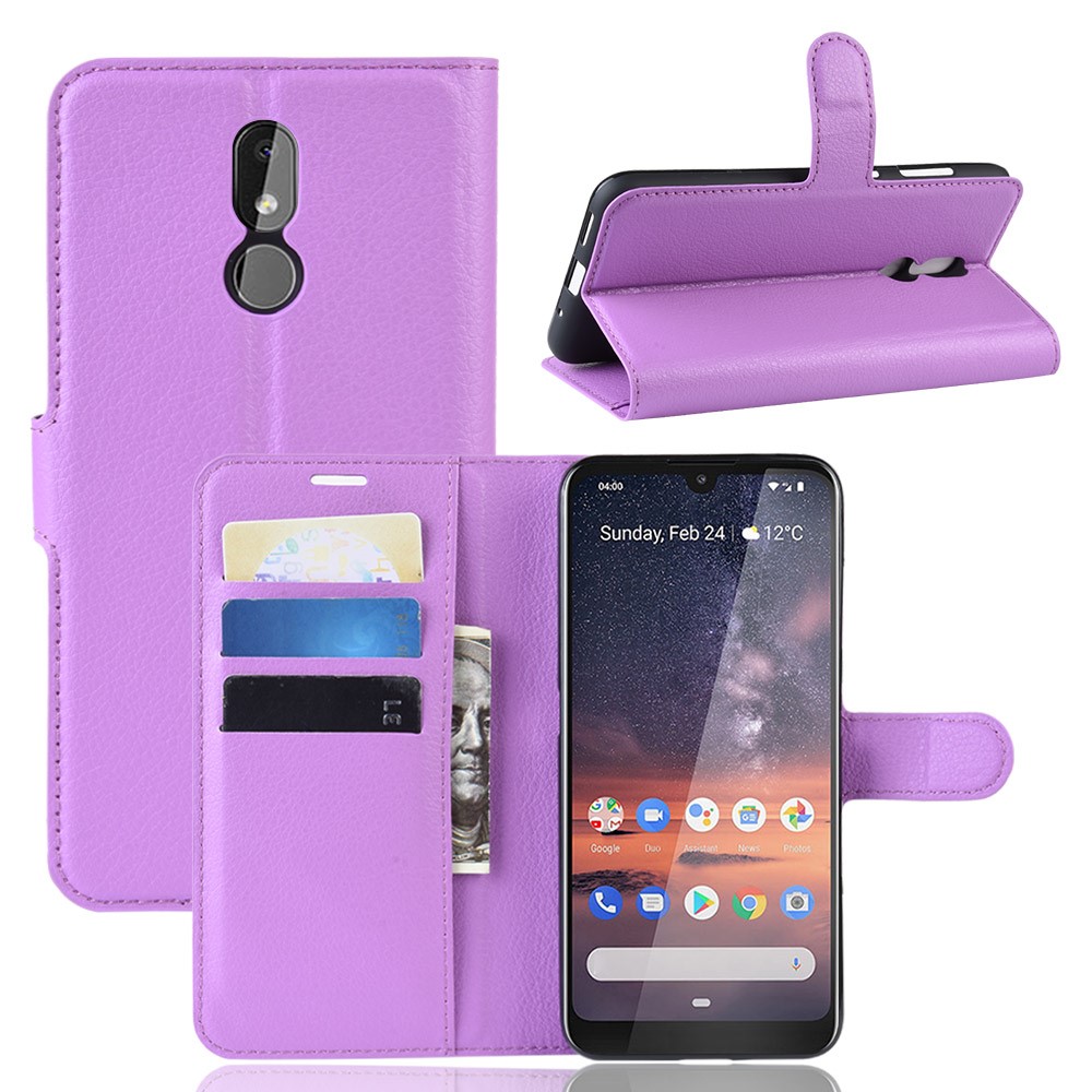  Nokia 3.2 - Litchi Plånboksfodral - Lila