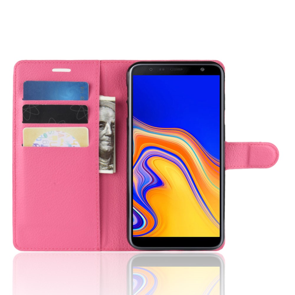  Samsung Galaxy J4 Plus - Litchi Plånboksfodral - Rosa