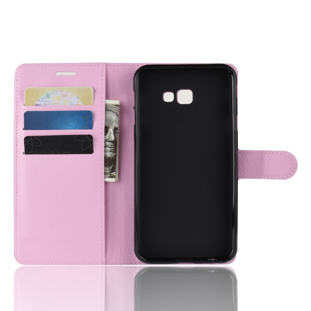  Samsung Galaxy J4 Plus - Litchi Plånboksfodral - Ljus Rosa