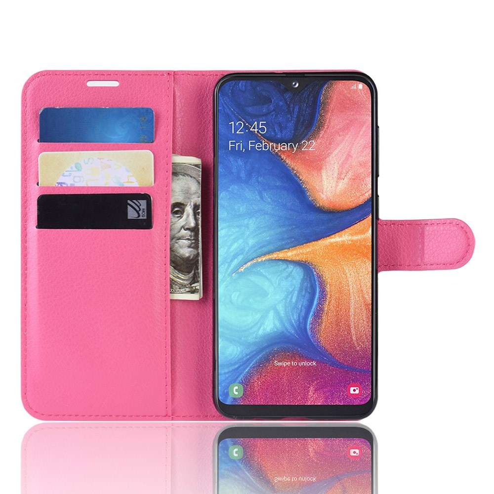  Samsung Galaxy A20e - Litchi Plånboksfodral - Rosa