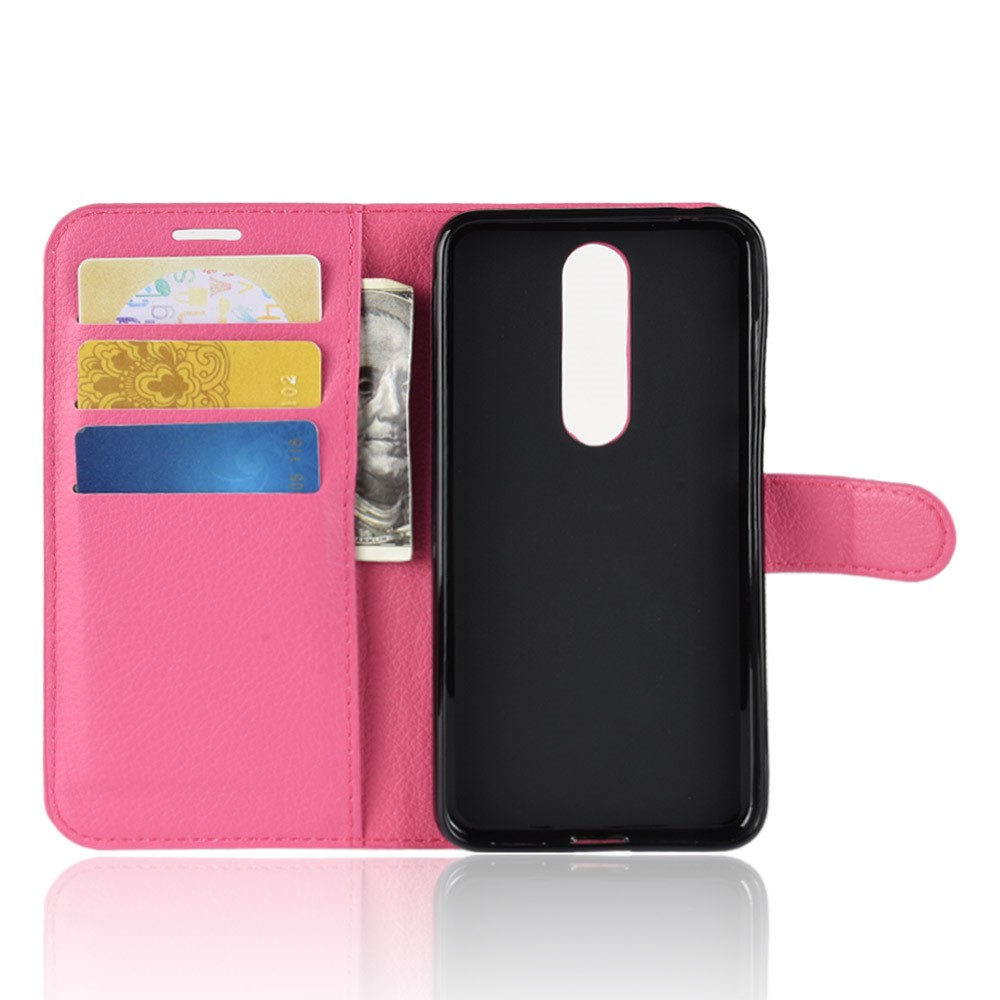  Nokia 5.1 Plus - Litchi Plånboksfodral - Rosa
