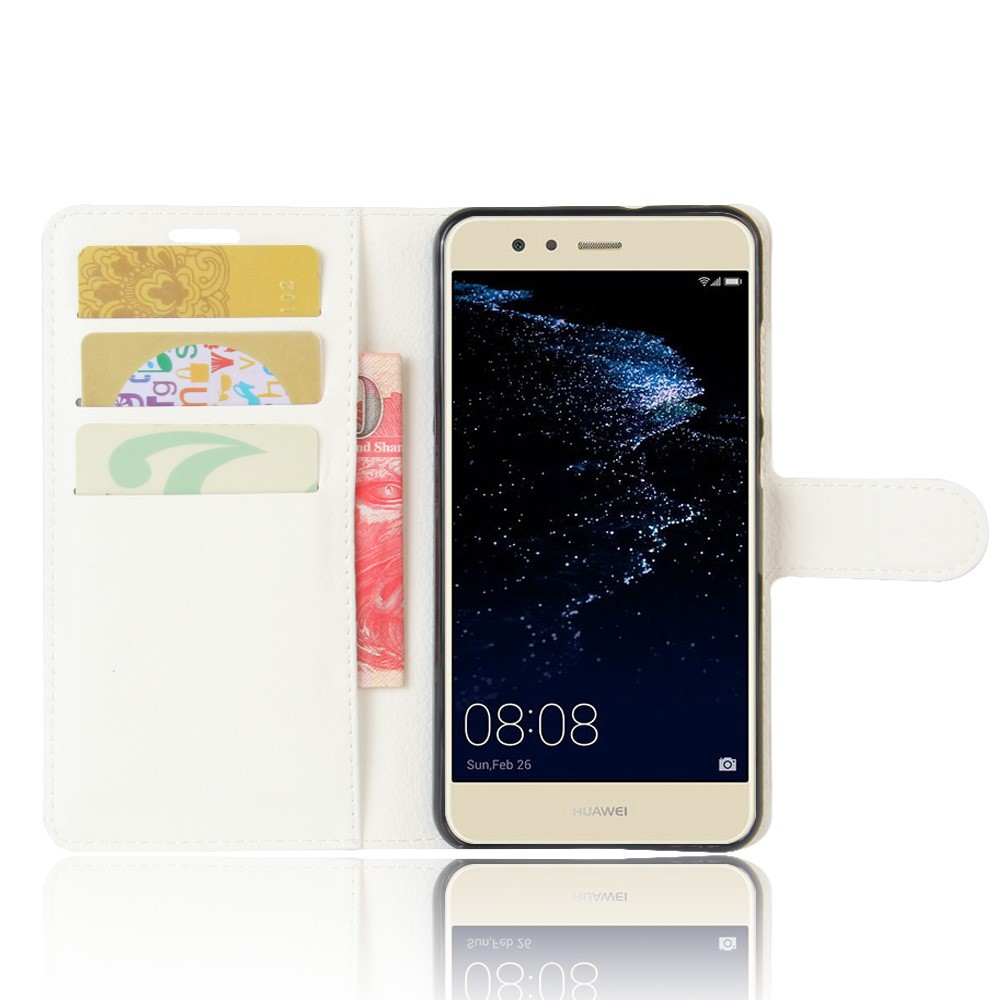  Huawei P10 Lite - Litchi Plånboksfodral - Vit