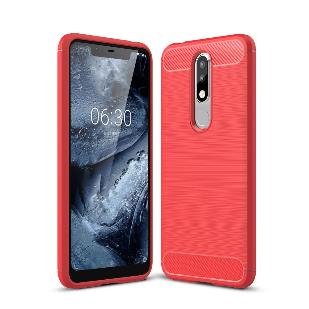 Nokia 5.1 Plus - Brushed TPU Skal - Röd