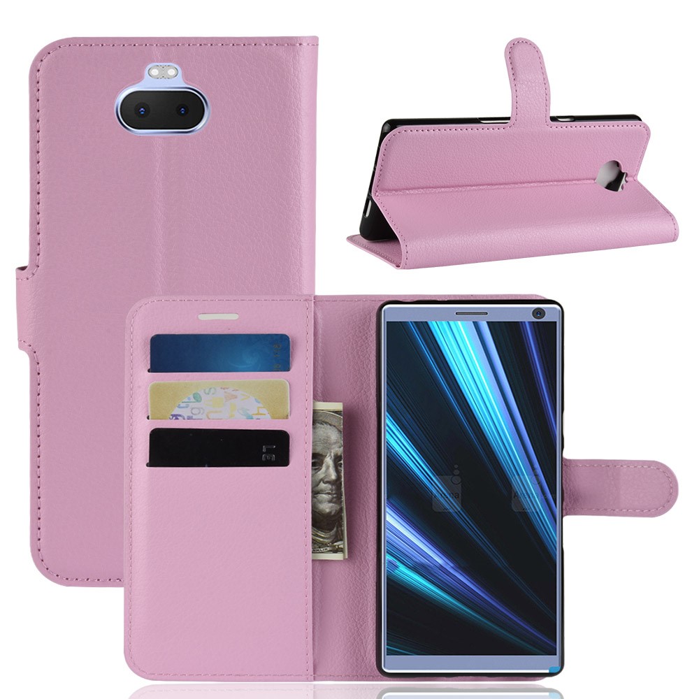  Sony Xperia 10 Plus - Litchi Plånboksfodral - Ljus Rosa