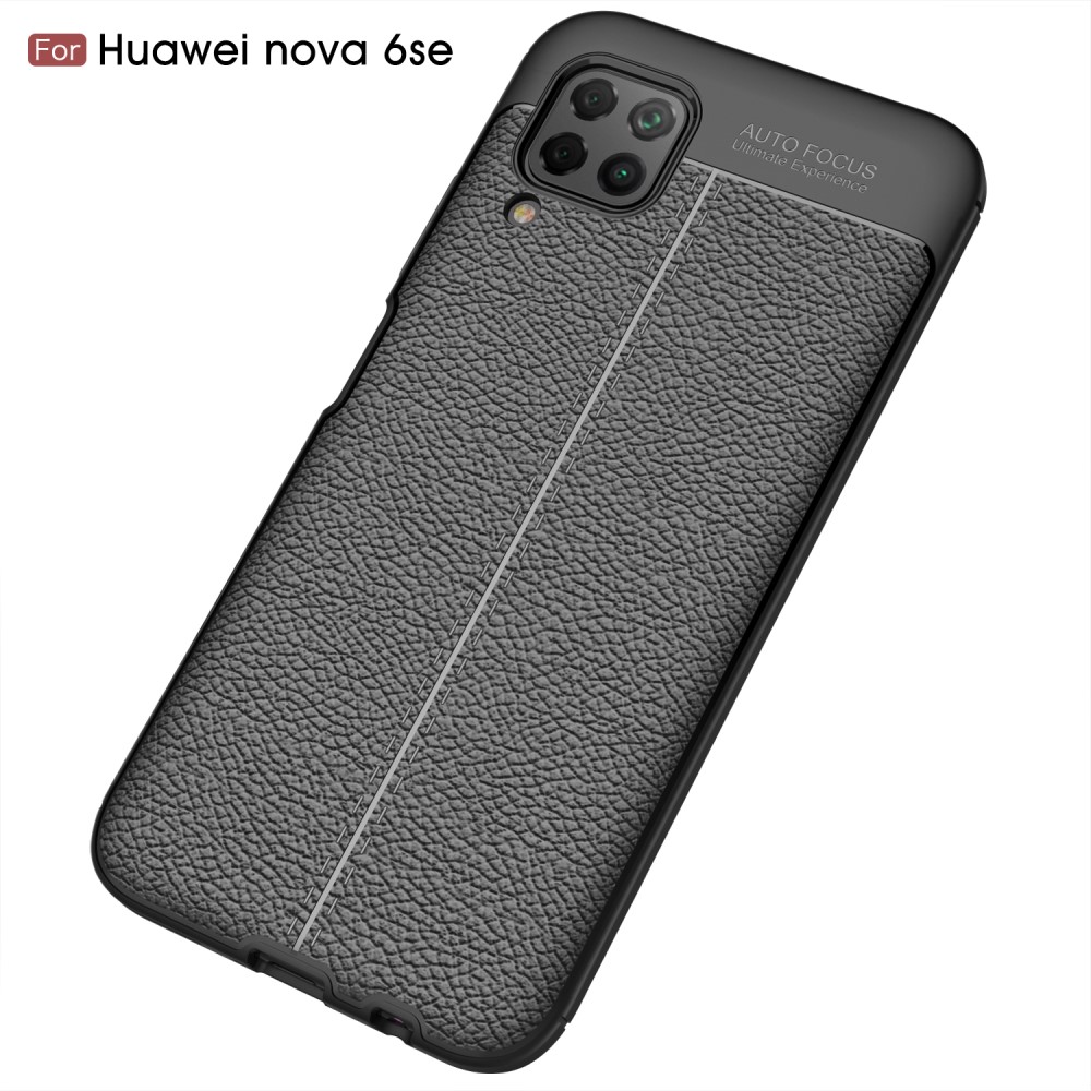  Huawei P40 Lite - Litchi Läderskal - Svart